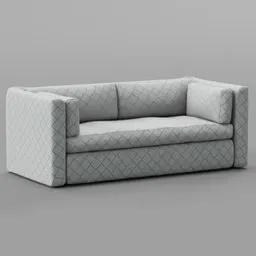 Detailed 3D model of a quilted fabric sofa, perfect for Blender rendering and visualizations