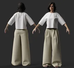 Casual Oversized T-Shirt, Wide Pants