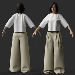 Casual Oversized T-Shirt, Wide Pants