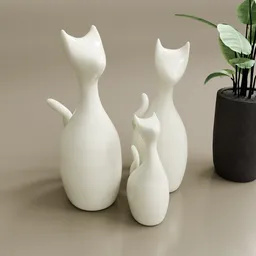 Ceramic Cat Family Decoration