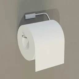 Realistic Blender 3D model of a mounted toilet paper dispenser, featuring dual-material design.