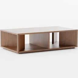 3D modeled low space coffee table with elegant wooden texture and modern design, optimized for Blender rendering.