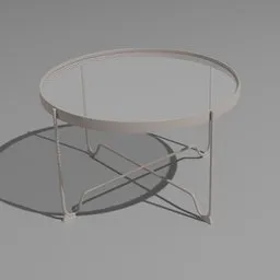 3D rendering of a modern circular metal and wood outdoor table designed in Blender.