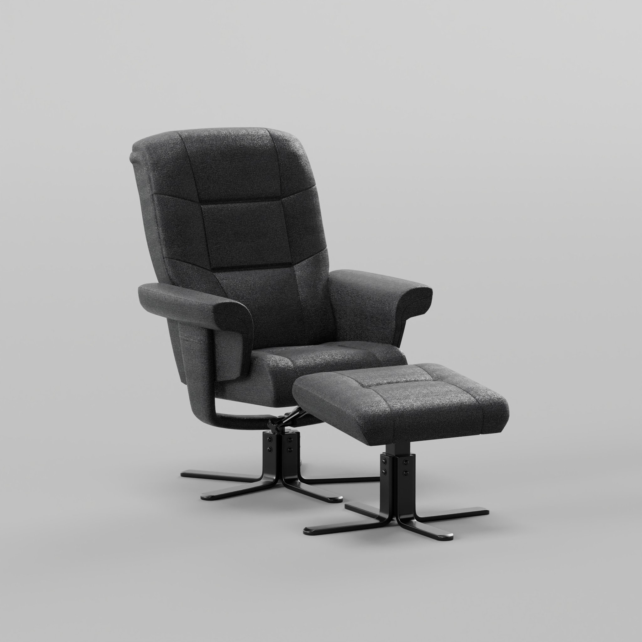 Grey armchair with footstool Chair models BlenderKit
