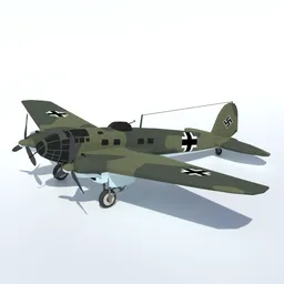 Low Poly Heinkel 111 H Airplane