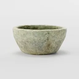 Realistic 3D stone bowl model, suitable for historical Blender scenes.