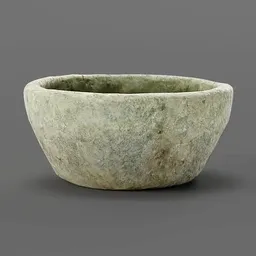 Realistic 3D stone bowl model, suitable for historical Blender scenes.