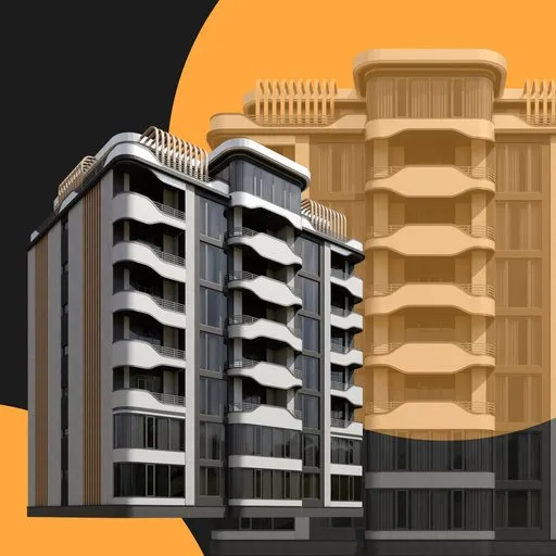 Detailed 3D model of a modern residential building, ideal for Blender projects and architectural visualization.