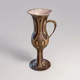 Illustration of an ornate lowpoly 3D vase model with intricate PBR textures, suitable for Blender renderings.