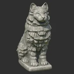 Furred cat stone statue