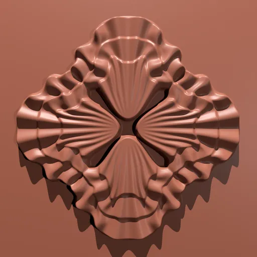 3D scallop brush imprint for Blender sculpting, ideal for detailed model embellishments.