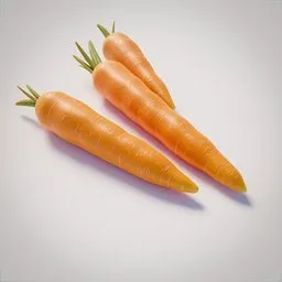 Realistic 3D carrots model with intricate texture, suitable for Blender renderings in food scenes.