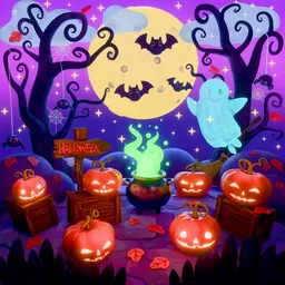 Stylized Halloween Night Scene