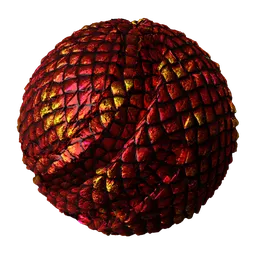 Seamless PBR Dragon Scales Skin texture for Blender with adjustable color, brightness, metallic effects, and surface wear.