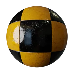 Yellow and Black Checkerboard Tiles