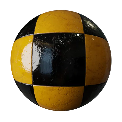 Yellow and Black Checkerboard Tiles