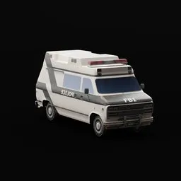 Detailed low poly asset of a white van optimized for Blender 3D rendering and game development.