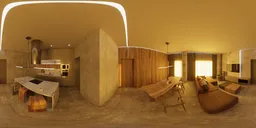 Modern wooden interior HDR with warm lighting, high-resolution 12K textured scene for realistic lighting effects