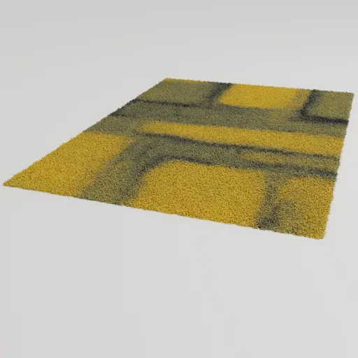 High-quality yellow and gray textured 3D carpet model, perfect for interior design renderings in Blender.