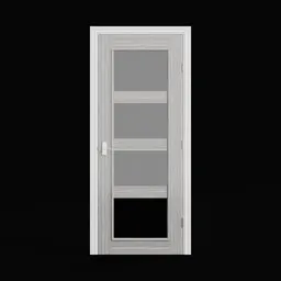 "Contemporary style door with a window and shelf in 1981 x 762mm size, created with Blender 3D software. Perfect for interior design and home renovation projects. Features glass door and soft-filtered outdoor lighting for enhanced ambiance."