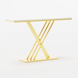 "Enhance your entryway with this Bianca Console Table, featuring a marble top and gold base, crafted in Blender 3D. The table boasts a chic minimalistic design and is made from mild steel frame with heat and scratch-resistant 8mm tempered glass top. Perfect for a luxurious touch to any bedroom or living space."