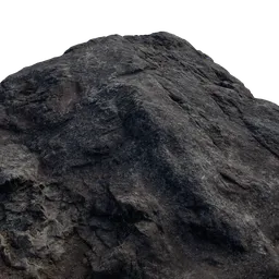 "High-resolution 3D model of a stunning Canadian mountain top with a prominent rock face. This Blender 3D model features intricate details, a small bird perched on the rock, and occasional small rubble. Inspired by Jacob Toorenvliet, the model showcases a textured surface resembling coal, and is perfect for environment elements in Unreal Engine 5 renders."