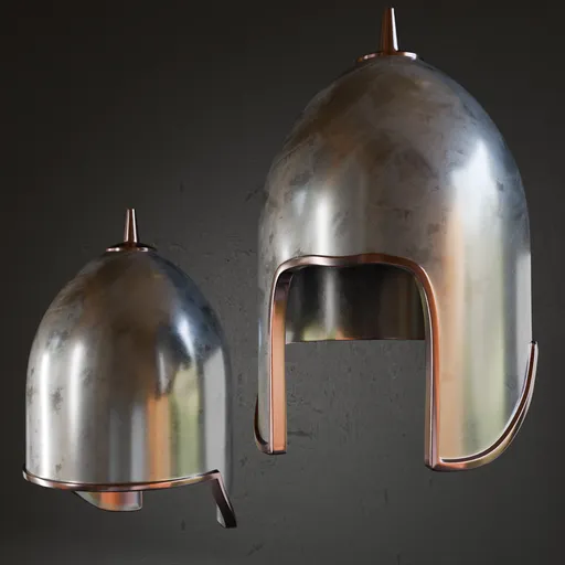 Low poly 3D helmet with high-quality metal textures, realistic human proportions, and detailed shoe belt side/back design. Suitable for Blender.