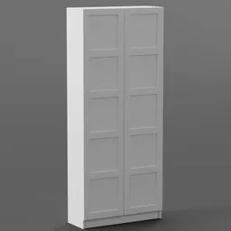 "White Pax wardrobe modeled in Blender 3D, featuring a door and a tall entry, based on Ikea Latvia's website specifications. Ideal for 3D modeling and design reference purposes."