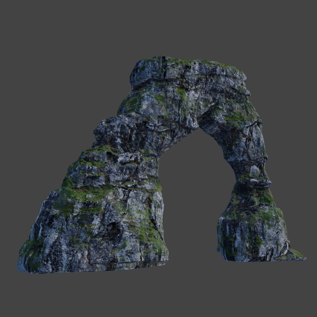 Green Moss Arch Rock | Environment Elements models | BlenderKit