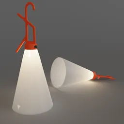 3D Blender model of versatile Mayday outdoor light with conical shade and handle.
