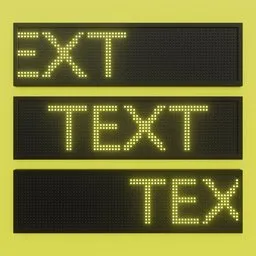 "Animated LED Text Display for industrial exterior scenes in Blender 3D. Fully customizable and procedurally generated through geometry nodes. Change text and animation speed, adjust light colors, and explore various artworks with high detail."