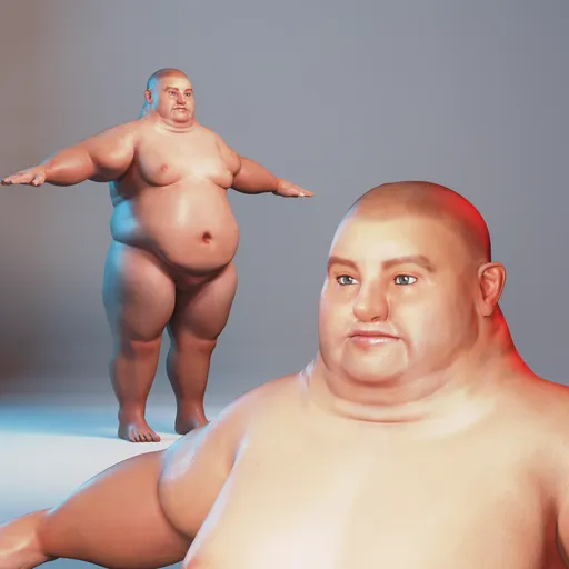 Obese Male Body Base Mesh Character - Semi Realistic - Rigged (Rigify)