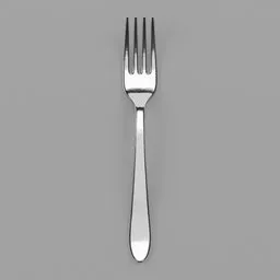 Highly detailed 3D model of a silver fork with realistic reflections, perfect for Blender rendering.