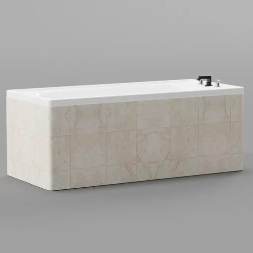 Modern 3D-rendered bathtub with realistic textures, suitable for luxury bathroom Blender 3D projects.