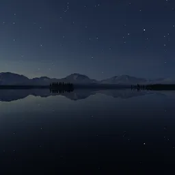 Peaceful Night at Lake with Mountains