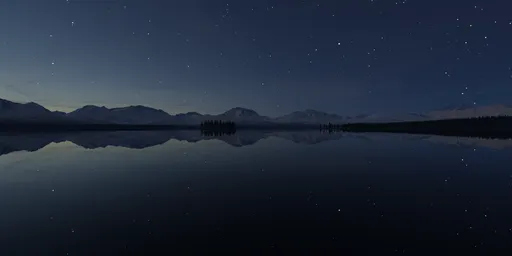 Peaceful Night at Lake with Mountains