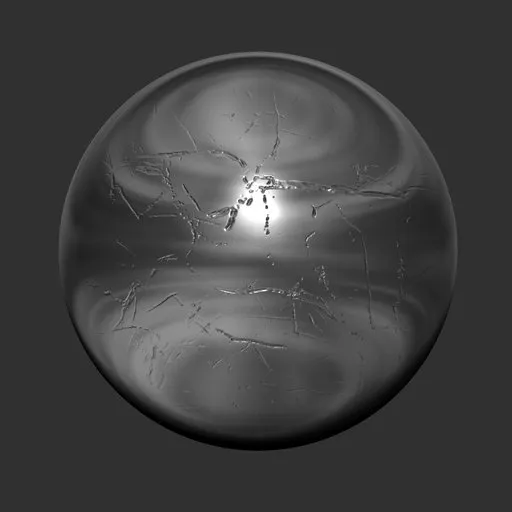 3D sculpture tool for Blender showing detailed surface scratches and glass damage effects for realistic environmental textures.