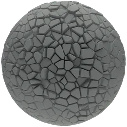 3D Scales Brush 01 sculpting on sphere for Blender, Voronoi algorithmic animal texture tool.