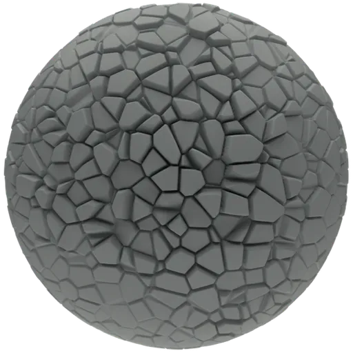 3D Scales Brush 01 sculpting on sphere for Blender, Voronoi algorithmic animal texture tool.