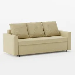 "Friheten ikea sofa 3D model for Blender 3D - highly detailed, taupe-colored couch with pillows on a white surface. Based on instructions from Latvian Ikea store website. Perfect for 3D interior design."