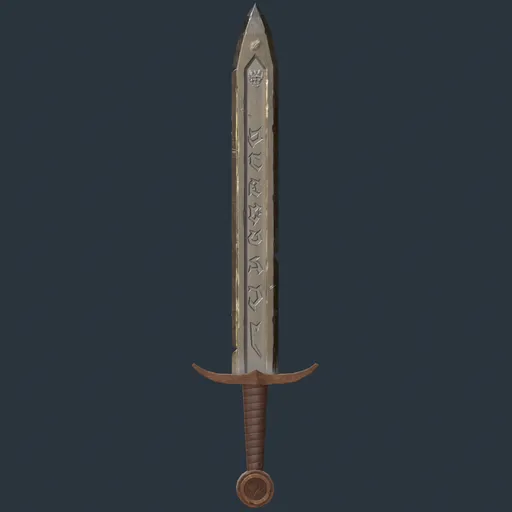 Engraved Medieval Sword Wood Handle Game ready