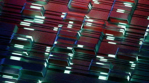 Futuristic Layered Grid with Neon Highlights