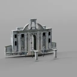 Detailed Blender 3D model of the Portale Di Diana historical architecture with intricate facade features.