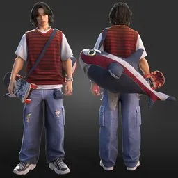 Stylized Skateboarding Boy character