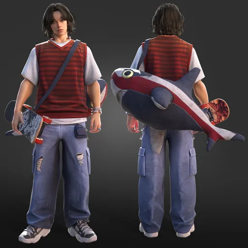 Stylized Skateboarding Boy character