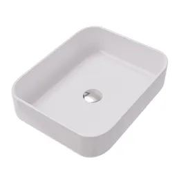 Realistic 3D model of a rectangular ceramic washbasin for Blender rendering and visualization projects.