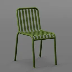 Green Slatted Metal Dining Chair