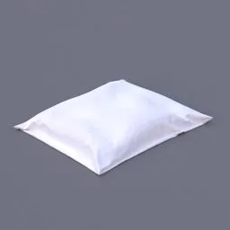 3D white pillow model with realistic textures for Blender 3D projects, showcasing soft fabric and detailed stitching.
