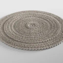 "Round rope carpet 3D model for Blender, inspired by Tommaso Redi's design with hemp material. This symmetrical monochrome asset pack was made in 2019 for protection. Trending on interfacelift, perfect for 3D interior design."