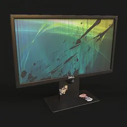 Detailed 3D model render of a modern computer monitor, designed for Blender with PBR textures, ideal for gaming.